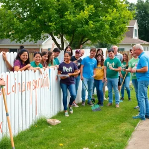 Volunteers participating in the Big Event in Bryan-College Station