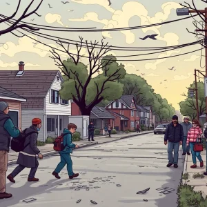 Community scene in Brazos Valley representing crime and veteran services