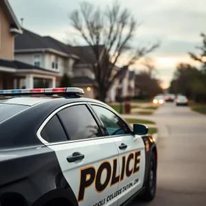 Police car in College Station neighborhood
