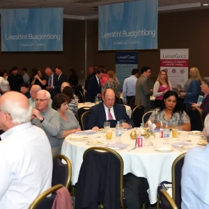Diverse attendees celebrating at the Community Impact Awards Luncheon