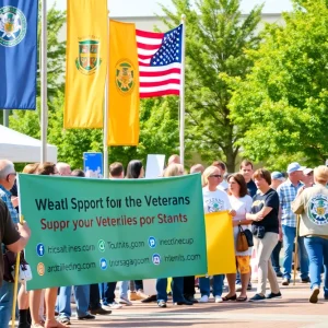 Community members support veterans at an event in Brazos County