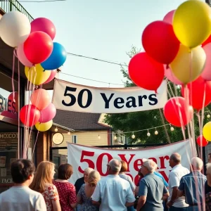 Crowd celebrating the 50th anniversary of Buddy's Appliance