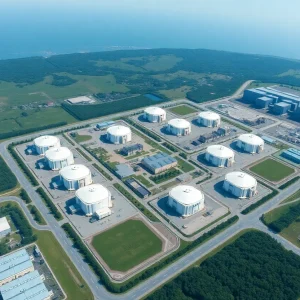 Aerial view of small modular reactors facility at Texas A&M University.