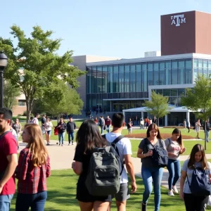 Campus life at Texas A&M University with students and modern facilities
