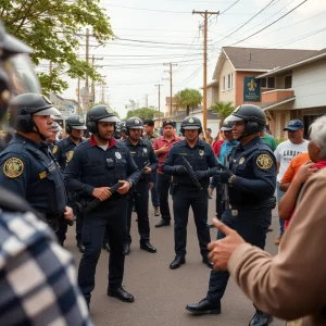 Police officers interacting with the community in Bryan Texas