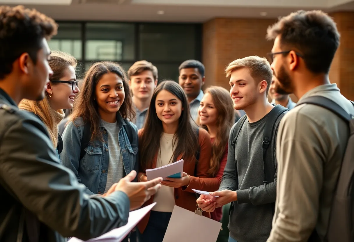 Students discussing civic engagement concepts at Texas A&M University