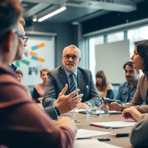 City manager discussing local issues in a meeting