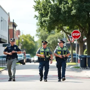 Police officers patrolling College Station neighborhood