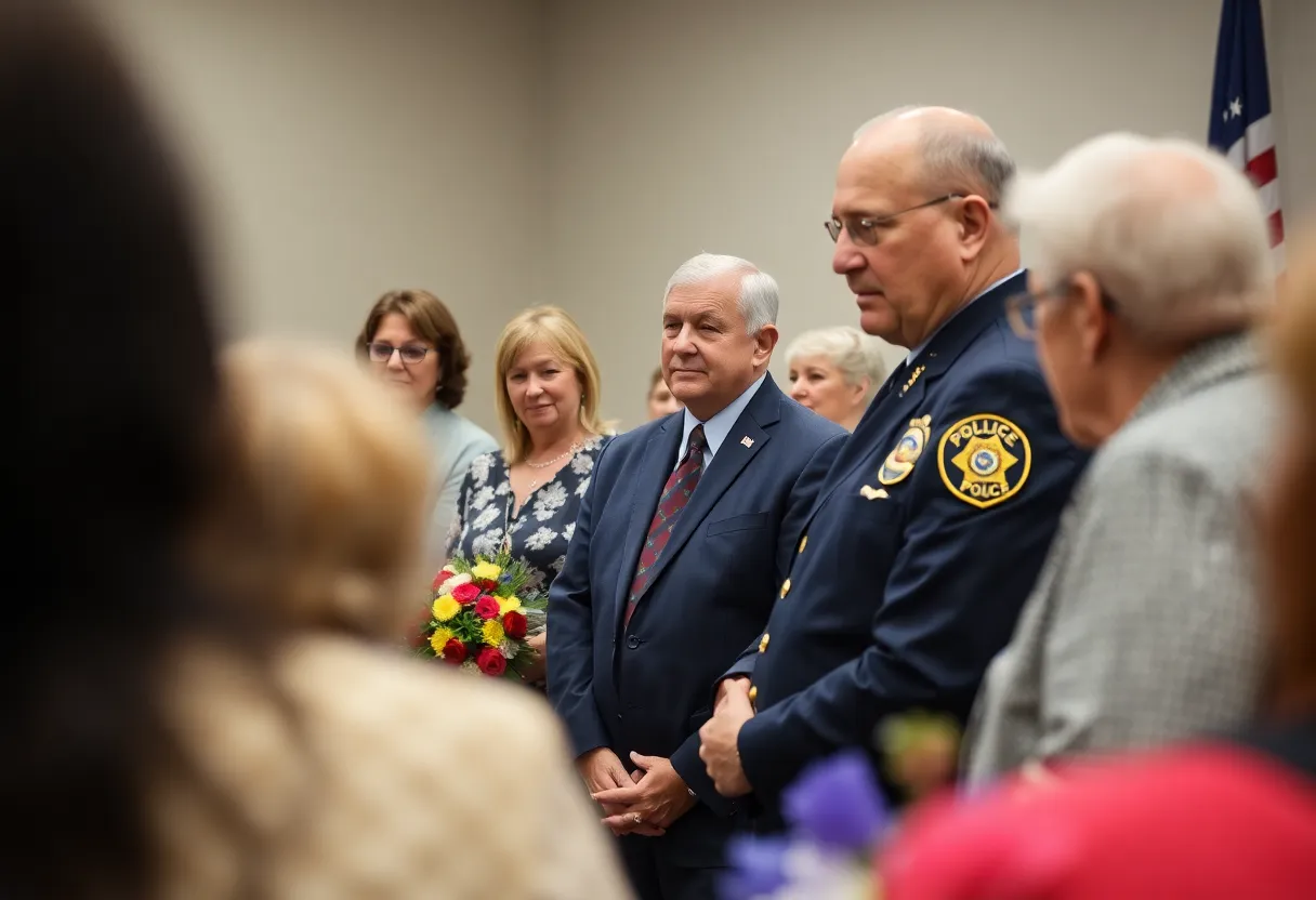 Community members gathered at the retirement ceremony for Officer Brad Smith.