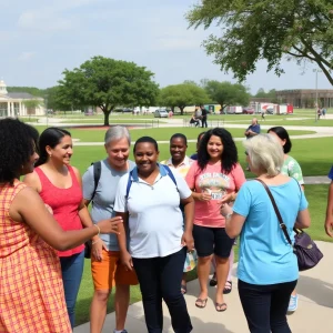 A community park in Bryan bustling with activity and residents enjoying outdoor space.