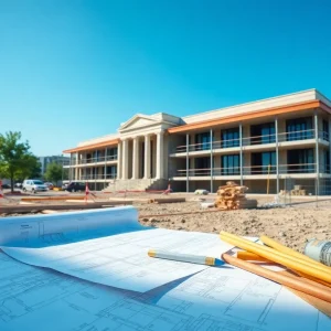 Construction site for new office complex in Brazos County