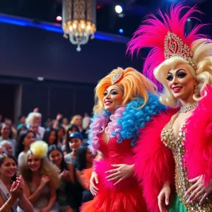 Crowd enjoying the Draggieland pageant with performers on stage