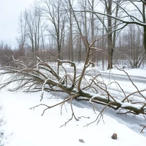 Winter landscape in Ontario after ice storm