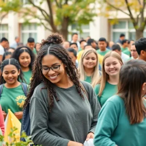 Students participating in Texas A&M's Big Event community service.