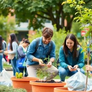 Students participating in sustainability initiatives at Texas A&M University.