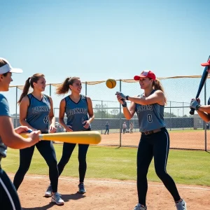Practice session of the West Plains Lady Wolves softball team