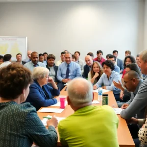 Town hall meeting in College Station with officials and citizens