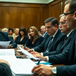 Courtroom during a high-profile murder trial
