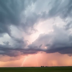 Dramatic sky and storm clouds indicating tornado risks in the Upper Midwest