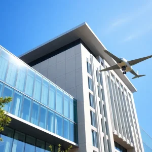 Modern aviation research center in Fort Worth, Texas.