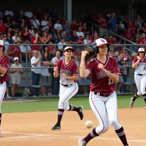 Texas A&M softball team celebrating their historic number one ranking.