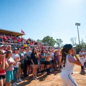 Texas A&M Softball players in action during a game