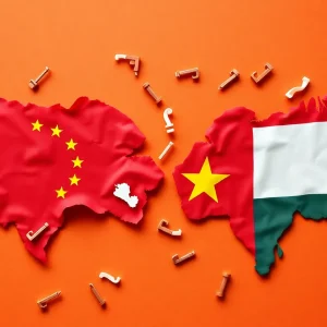 Illustration of trade negotiations between the US and China