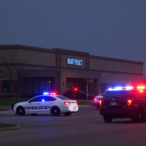 Scene of the workplace shooting at Bryan, Texas, with police presence.