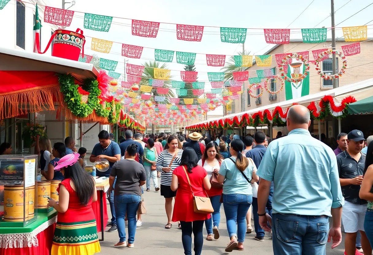 People celebrating Cinco de Mayo with food and decorations in Bryan-College Station