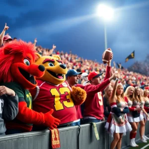 Exciting college football game day with enthusiastic fans