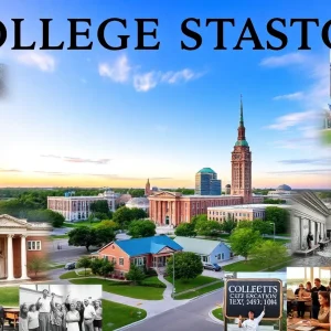 Collage of historical images from College Station, Texas