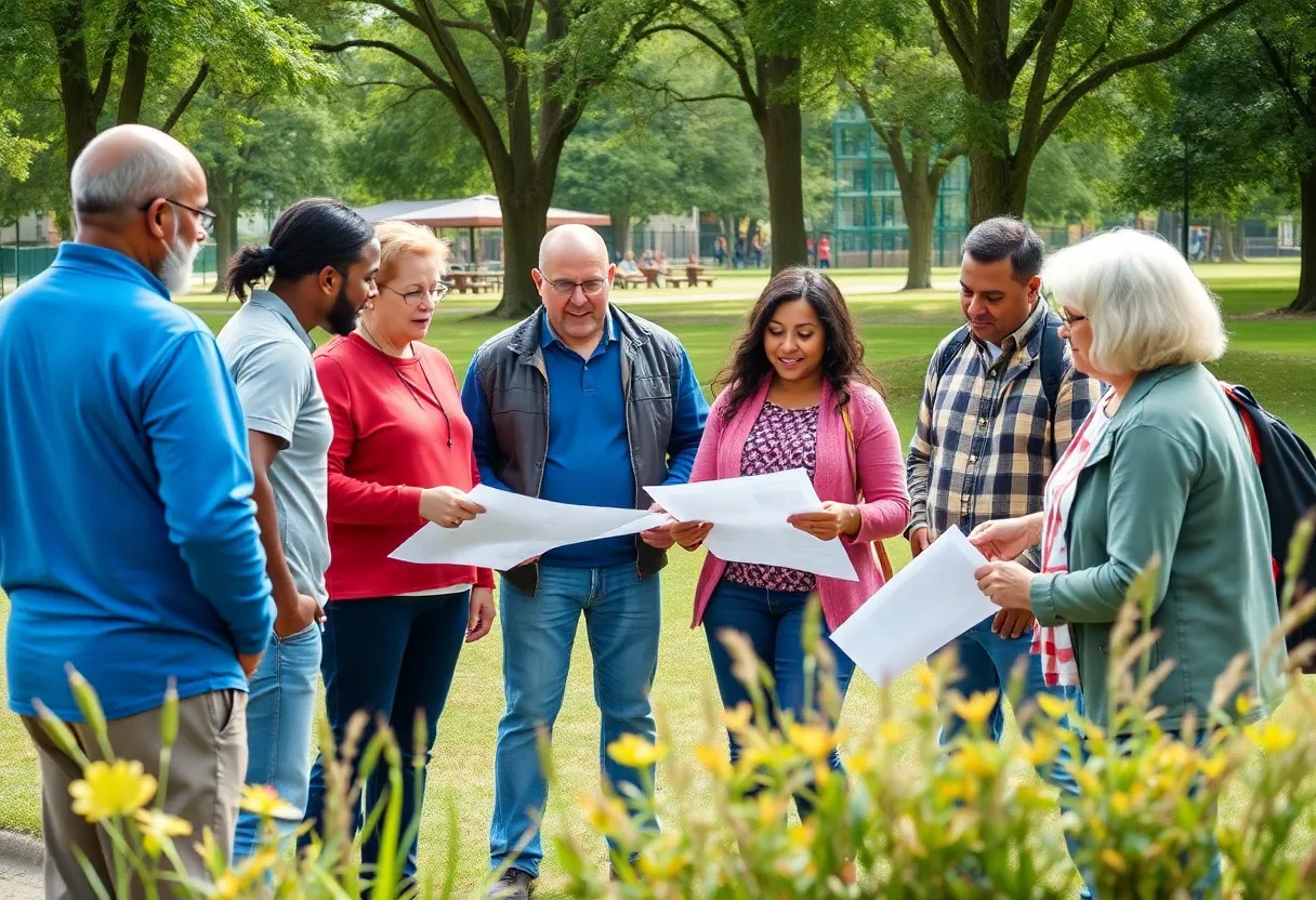 Community members collaborating on recreation center plans