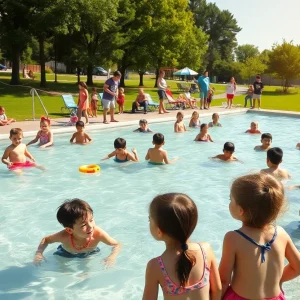 Children enjoying summer activities in College Station park