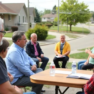 Residents discussing the Inner East Loop project at a community meeting
