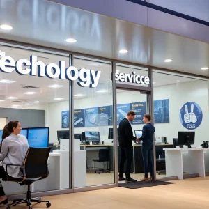 Exterior view of the new 12th Man Technology service center in College Station