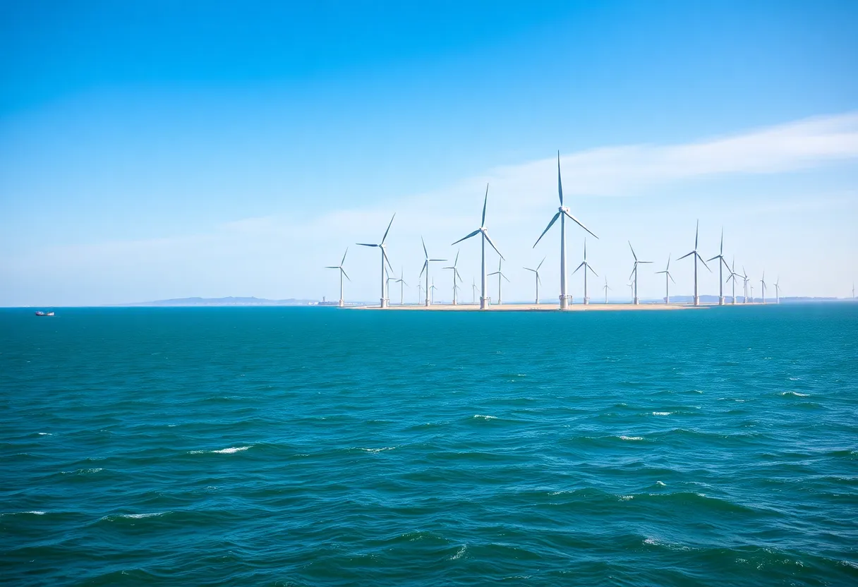 Offshore wind turbines generating clean energy