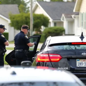 Police conducting a vehicle investigation in College Station