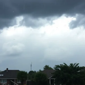 A view of damaged properties and scattered debris from severe weather in Texas