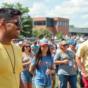 Crowd enjoying a summer sporting event in College Station.