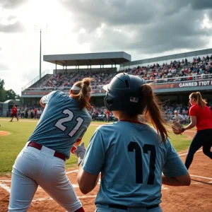 Texas A&M softball team in action during the College Station regional