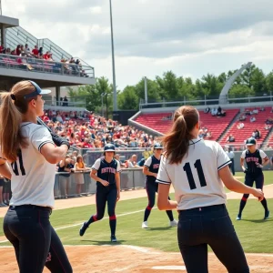 Texas A&M Aggies softball team playing in a match
