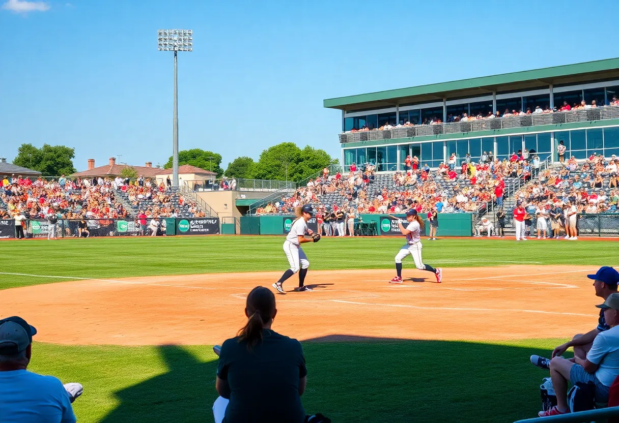 Texas A&M Aggies softball team celebrates their 18-0 victory over Saint Francis