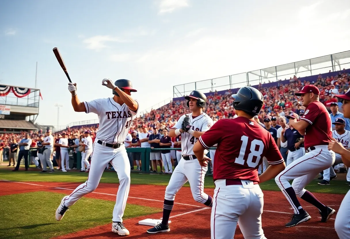 Texas A&M Aggies baseball team playing against LSU Tigers