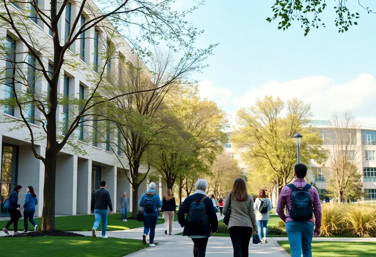 Students walking on Texas A&M University campus
