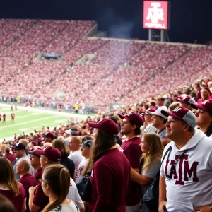 Texas A&M football fans showing community spirit at a game.