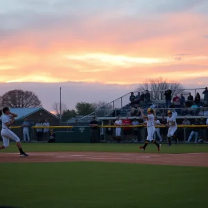 Texas A&M softball team in action during the championship match