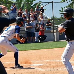 Intense action during a Texas A&M softball game