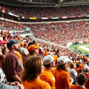 Fans at the Texas A&M and Texas Longhorns football game.