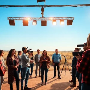 Actors auditioning on a film set in Texas
