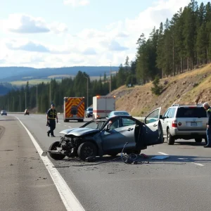 Emergency responders at the scene of a tragic accident near Yellowstone National Park.